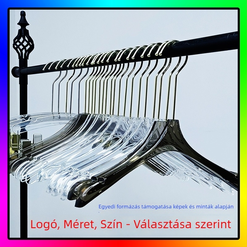 Akril csúszásmentes vállfa nőknek, kristálytiszta, átlátszó fekete színben, modern minimalist dizájn, otthoni használatra