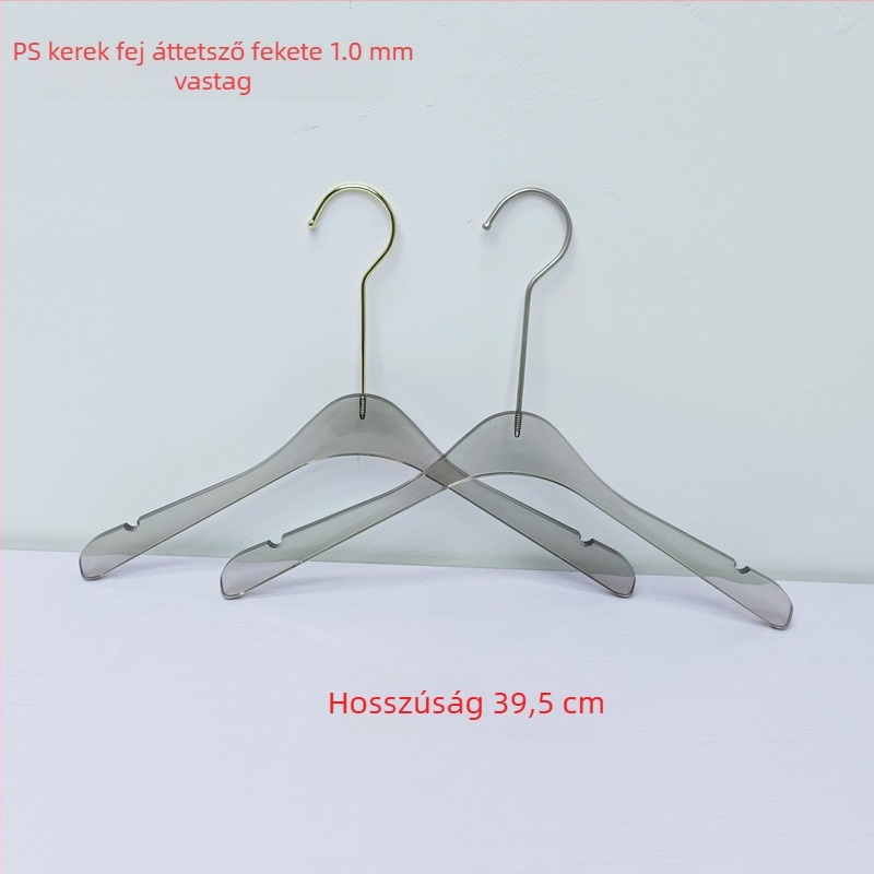 Akril csúszásmentes vállfa nőknek, kristálytiszta, átlátszó fekete színben, modern minimalist dizájn, otthoni használatra
