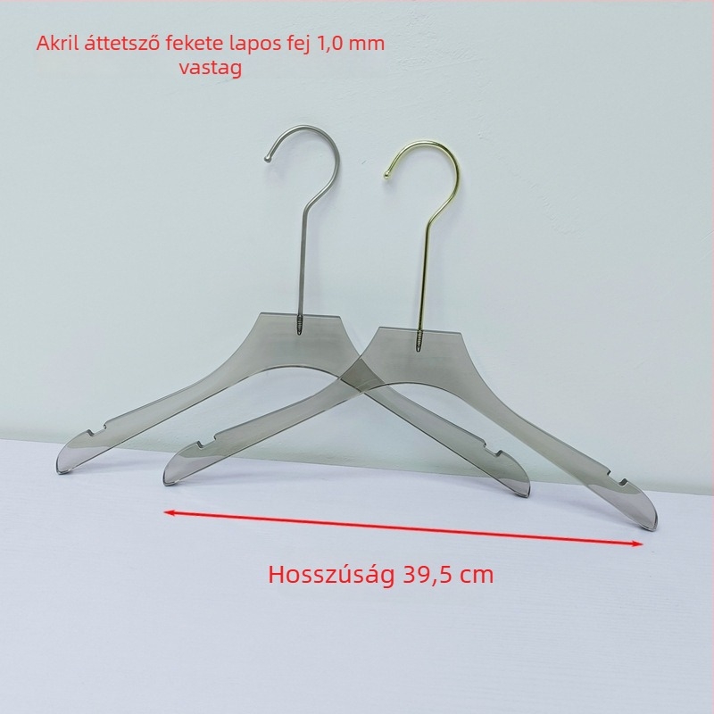 Akril csúszásmentes vállfa nőknek, kristálytiszta, átlátszó fekete színben, modern minimalist dizájn, otthoni használatra