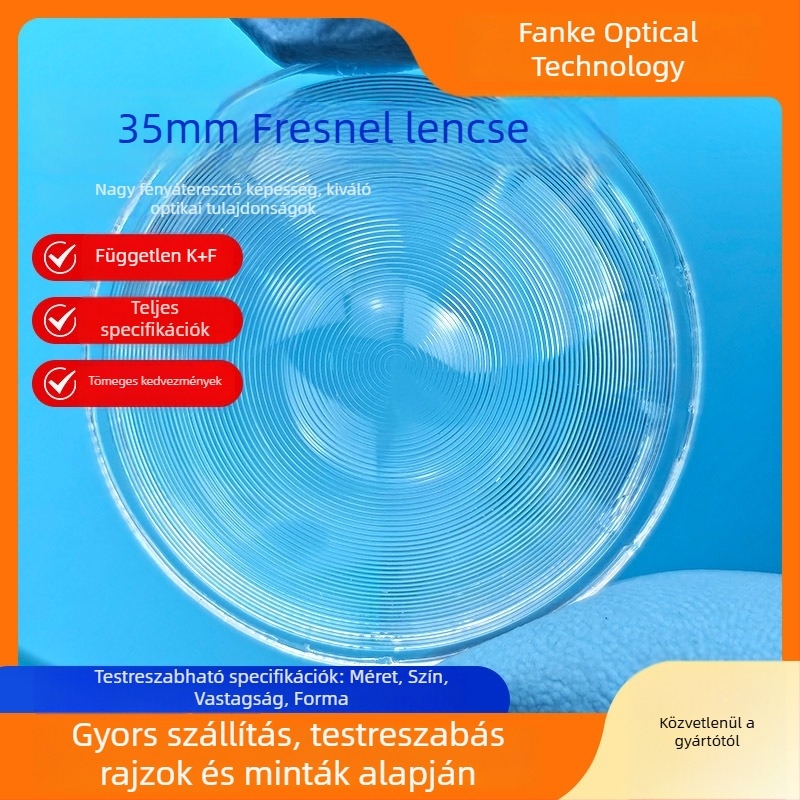 Zseblámpa Fresnel lencsével és LED lencsével, teleszkóp, 21 mm fókusztávolság, átmérő vágásra kész