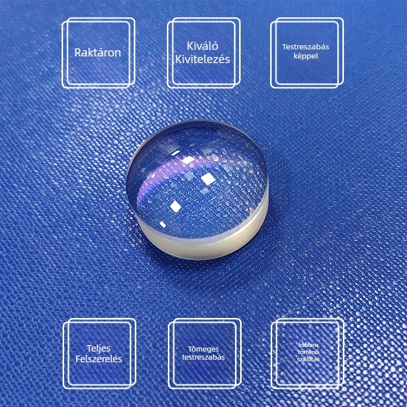 Konkáv-konvex cementált lencse, 20 mm átmérő, 75 mm fókusztávolság, optikai üveg, egyedi tervek alapján
