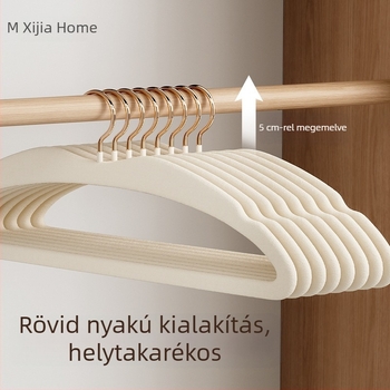 Velúrhatású ruhaszárító akasztó rövid nyakkal, otthoni használatra, nyom nélkül a ruhákon, csúszásmentes vállrész, megvastagított és megerősített