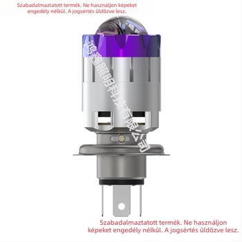 LED fényszóró autókhoz és motorkerékpárokhoz, fehér–sárga kettős színű, három karos rögzítés, kompatibilis H4/BA20D(H6), nagy lencse