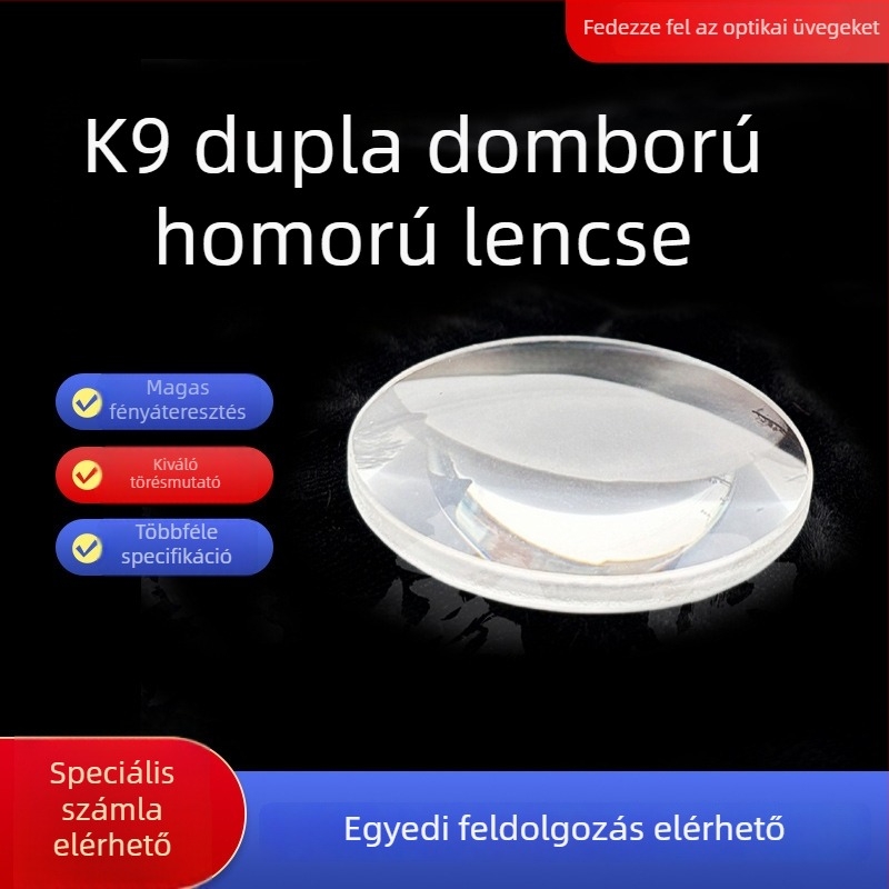 Optikai üvegből készült kétoldalas konvex lencse, 3–100 mm, HD, K9, ékszerek nagyítója