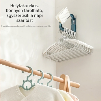 Háromszög alakú vállfa szervező, lyukasztás nélküli, falra szívó rögzítés, kompakt szárító- és tároló állvány