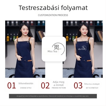 Pamut vászon kötény egyedi logónyomtatással – ujjatlan, olaj- és foltálló – ideális tej-tea üzletek, virágüzletek, pékségek és szalonok manikűr számára