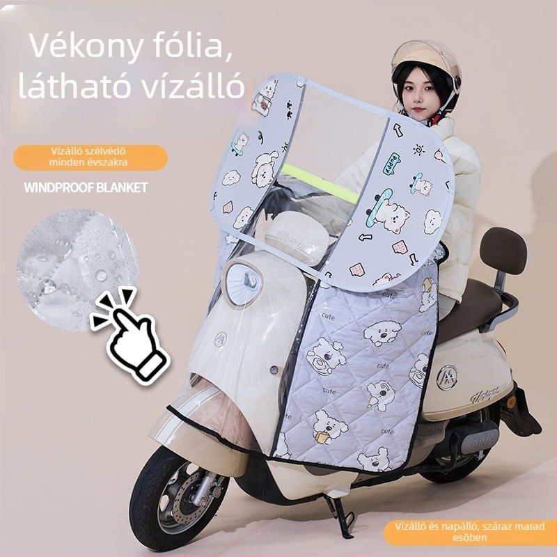Elektromos kerékpárok és motorkerékpárok elülső szélvédőjének vízálló takarója minden évszakra