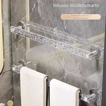 Akril fürdőszobai falra szerelhető tároló papucsokhoz és törölközőkhöz, fúrás nélküli telepítés