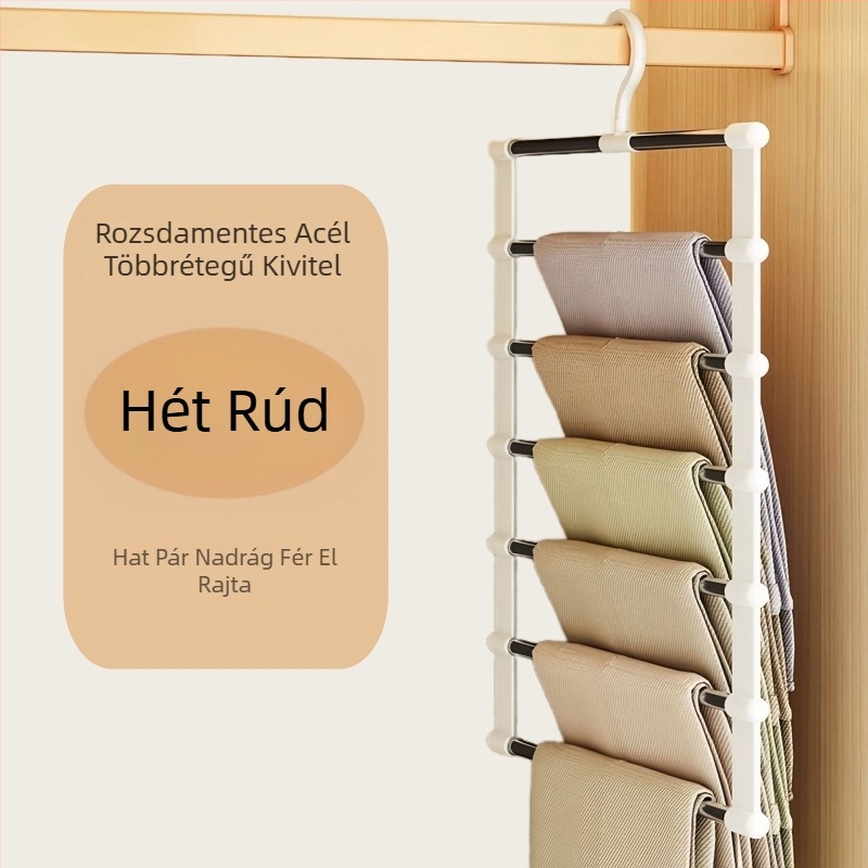 Többszintes nadrág tároló állvány csúszásmentes felülettel a gardróbban