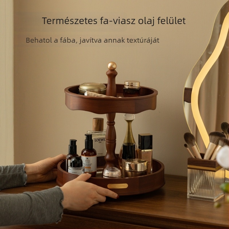 Fa forgó kozmetikai tároló asztalra – bőrápolási termékek, parfüm és ékszerek tárolására