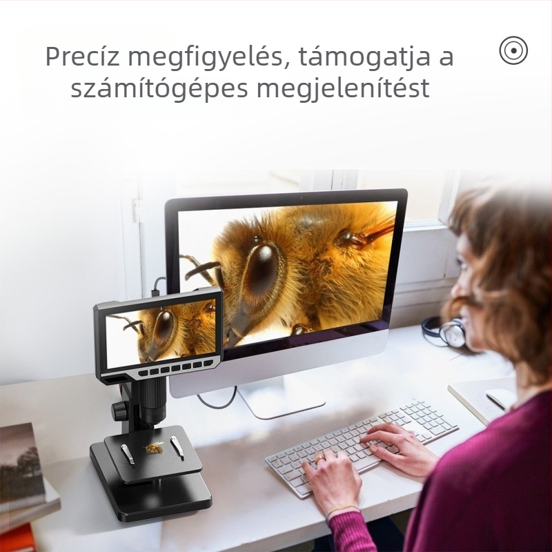 315 binokuláris elektronmikroszkóp, 7 hüvelykes LCD-kijelző, 2000x nagyítás, 12 MP, sejtek megfigyelésére