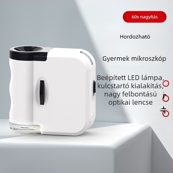 Mini mikroszkóp kulcstartó, 60x nagyítás, kültéri felfedezés gyermekeknek, hordozható oktató játék, modell LZ8611-1