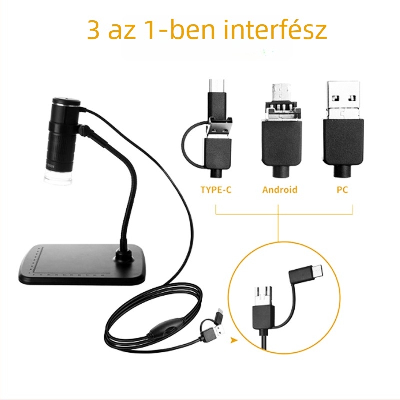 Gyermekek számára készült digitális mikroszkóp 1000x nagyítással, Android USB mikroszkóp, három az egyben