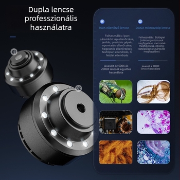 315wifi 2000× kettős objektíves biológiai mikroszkóp USB/WiFi-vel okostelefonhoz, atkák digitális mikroszkópja