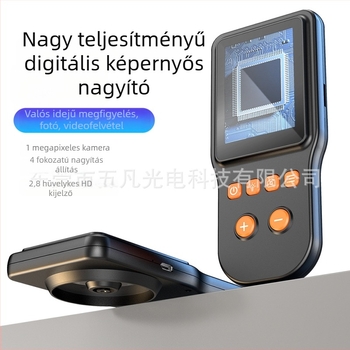 Szakmai szintű elektronikus mikroszkóp digitális nagyítóval, 4 szintű nagyításállítás, fénykép- és videófelvétel PC-hez csatlakoztatva, objektívek 10–25×