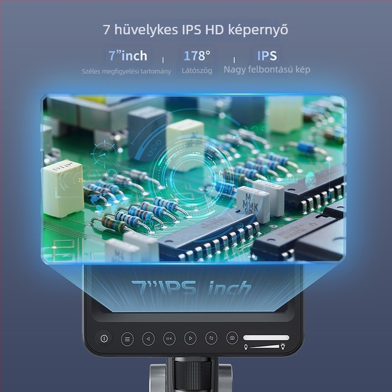 318A 7 hüvelykes IPS digitális mikroszkóp, 12 MP, akár 1600x nagyítás, elektronikai javításokra