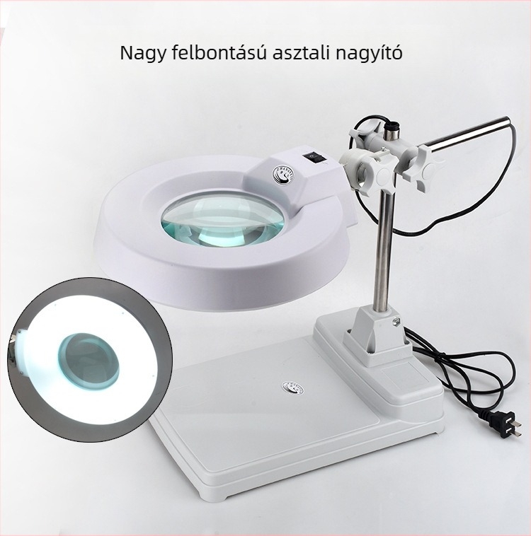 LED-es asztali nagyító LT-86B, állítható tartó, 10x/20x nagyítás