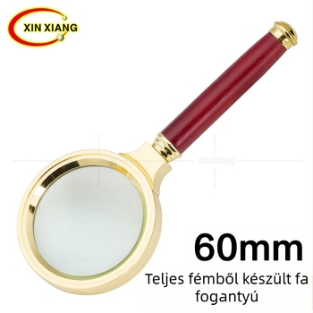 60 mm-es nagyítású lencse, 8x-os nagyítás, aranyozott bevonat, teljes fém konstrukció, mahagóni fogantyú, klasszikus gyűjtemény, ajándék
