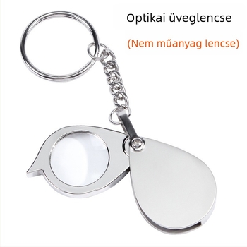 Cinkötvözetből készült, 30×-os zsebméretű nagyító, összecsukható kulcstartóval, üveg lencsével – antik tárgyak, ékszerek és jáde értékeléséhez