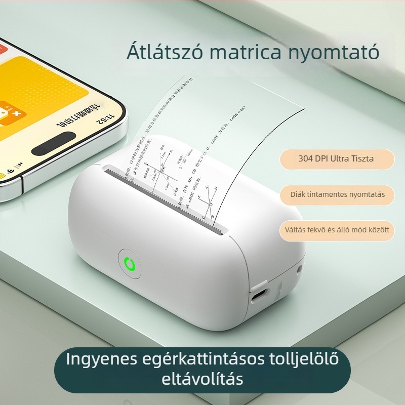 Átlátszó címkenyomtató diákoknak – mini hordozható termikus nyomtató a hibás kérdések és tudáspontok rendszerezésére