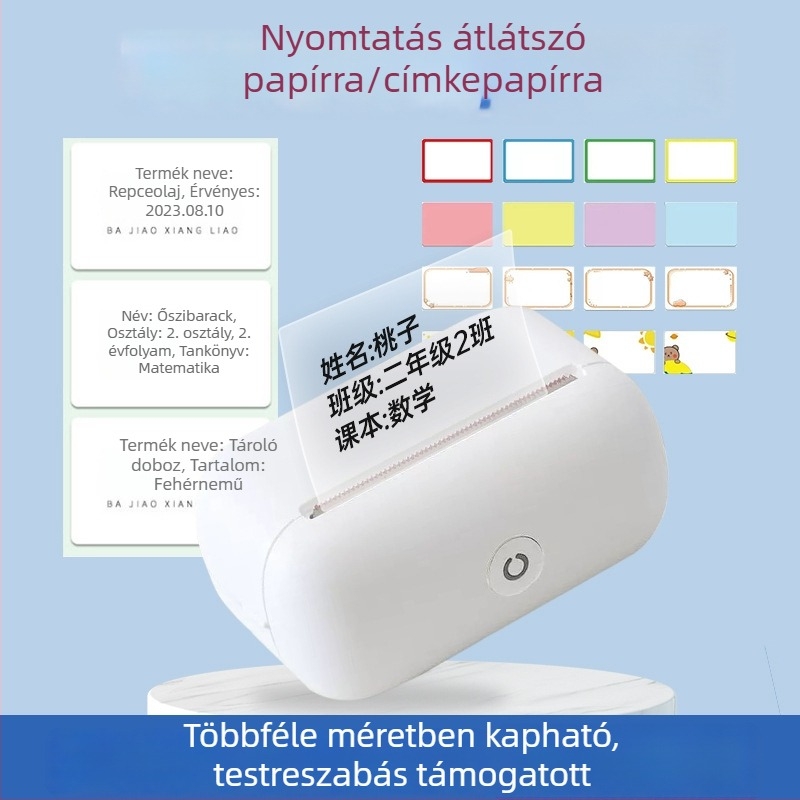 Átlátszó címkenyomtató diákoknak – mini hordozható termikus nyomtató a hibás kérdések és tudáspontok rendszerezésére