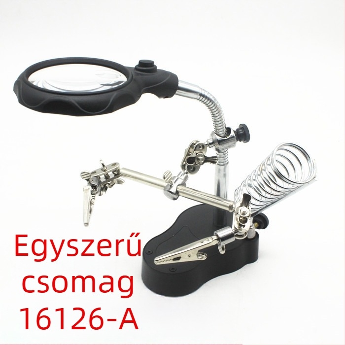 LED asztali lámpa nagyítóval és világítással, 3x és 12x nagyítás, olvasáshoz, elektronikai ellenőrzéshez és mobiltelefon javításához