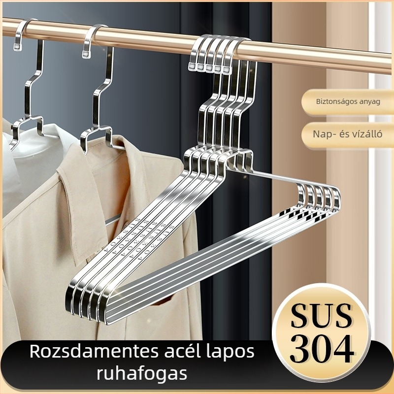 304 rozsdamentes acél ruhatartó, vastagított sík rúd, 8 mm tömör kivitel, ruhák és nadrágok szárítására
