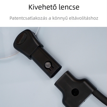 LED nagyító 10x, rugalmas fémcső, állítható szög, 110 mm-es lencse; asztali vagy nyakra/mellkasra szerelhető.