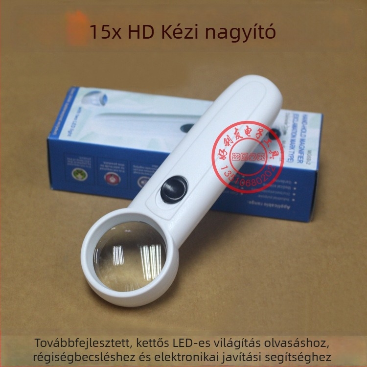 MG6B-2 3715 Kézi nagyító LED világítással 15× ékszerértékeléshez és olvasáshoz