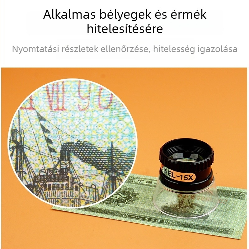 15x hengeres optikai nagyító órajavításhoz, mechanikai karbantartáshoz, érmék és bélyegek értékeléséhez (13097)