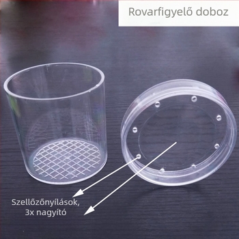 Gyermekek rovarmegfigyelő doboza biológiai oktatáshoz 3×-os nagyítóval