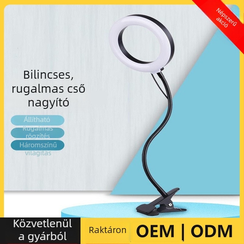 LED-es csipeszes nagyító manikűrhöz, hímzéshez, olvasáshoz, javításhoz és hegesztéshez — asztali, nagy felbontású szemvédő