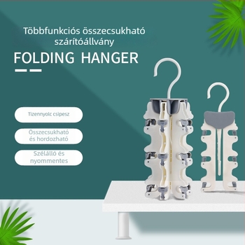 Hordozható csúszásmentes, hajtogatható ruhacsipeszek, szélálló, többklipszes ruhaszárító állvány
