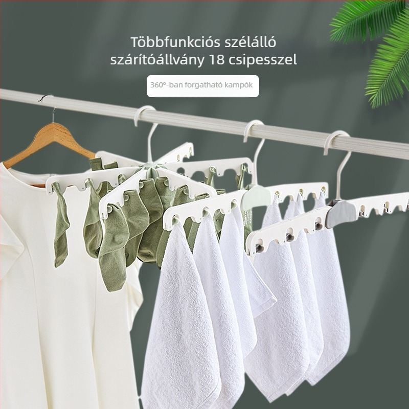 Hordozható csúszásmentes, hajtogatható ruhacsipeszek, szélálló, többklipszes ruhaszárító állvány