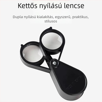 Hordozható kézi nagyító, 30 mm átmérő, összecsukható, 10x nagyítás, optikai lencse