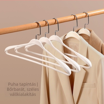 Széles vállú, nyom nélküli ruhafogas otthoni használatra — ideális öltönyökhöz, down dzsekikhez, kasmírszövetes kabátokhoz és oversized ruhákhoz.