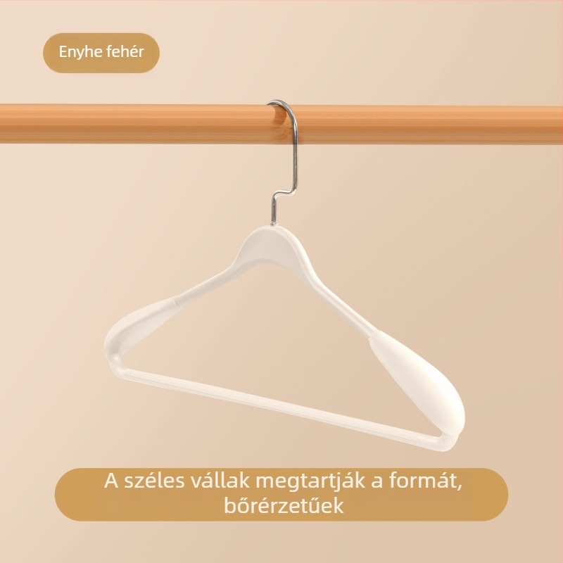Széles vállú, nyom nélküli ruhafogas otthoni használatra — ideális öltönyökhöz, down dzsekikhez, kasmírszövetes kabátokhoz és oversized ruhákhoz.