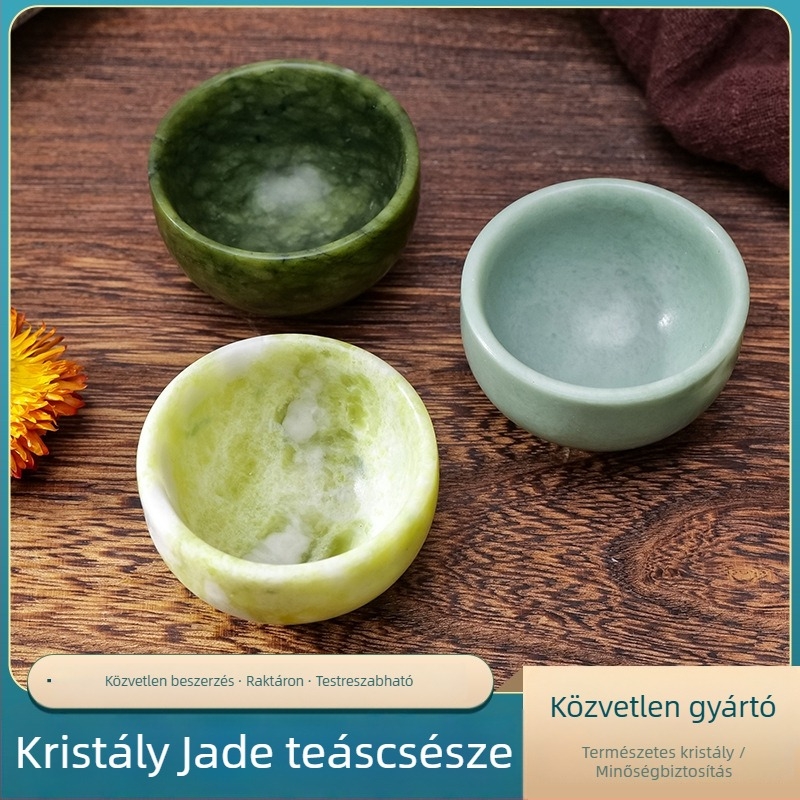 Természetes nyers jadekő teáscsésze, Gongfu kupa, fehér Xiuyu jade boros pohár, teáskészlet