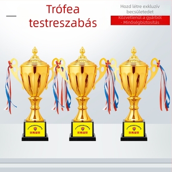 Egyedi fém trófea arany-, ezüst- és réz koronával kosárlabda- és futballeseményekre, valamint gyerekek sporteseményeire – diák díj