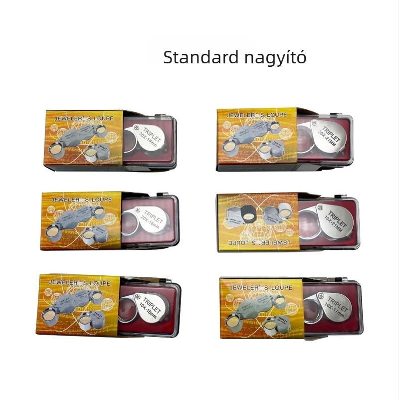 Hordozható, összecsukható nagyító, csepp alakú, HD ékszervizsgálathoz, 10x, 20x és 30x nagyítás