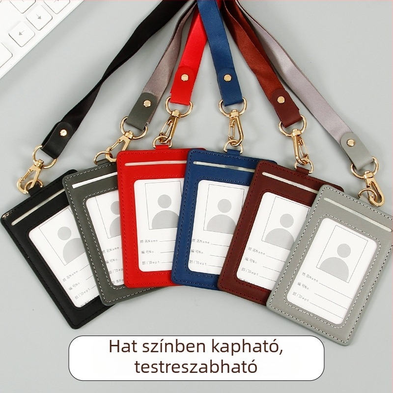 PU háromkártyás igazolványtartó nyakpánttal személyzeti használatra, kompatibil a diák étkezési és busz kártyákkal