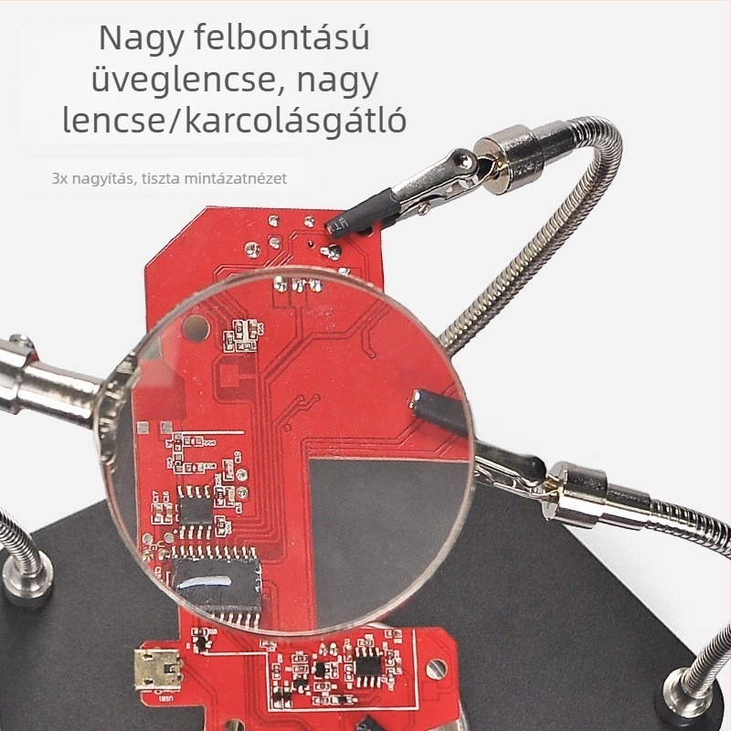 Univerzális forrasztóállomás nagyítóval PCB-javításhoz — rögzített munkafelület