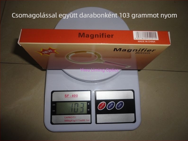 5x kézi nagyító, üveggel és műanyag fogantyúval, 80-as mahagóni hatású fogantyú, HD magas teljesítmény