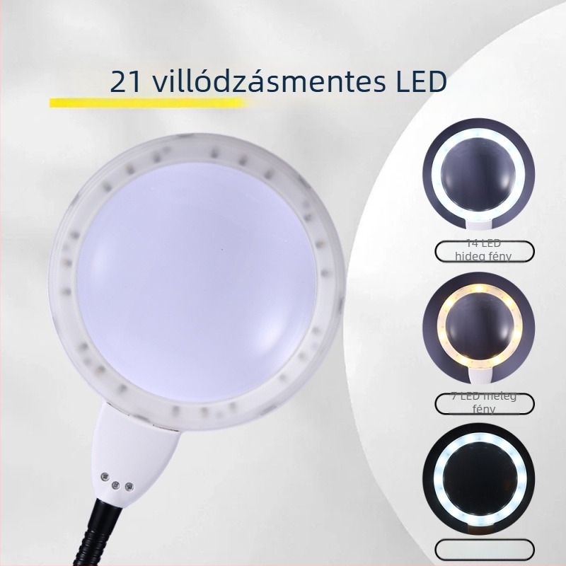 Asztali nagyító 10x-es nagyítással, LED világítással, elektronikai javításokra és mikrogravírozásra PCB-ken.