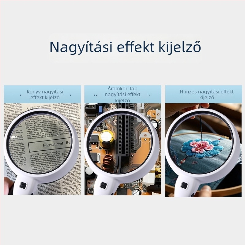 Asztali nagyító 10x-es nagyítással, LED világítással, elektronikai javításokra és mikrogravírozásra PCB-ken.