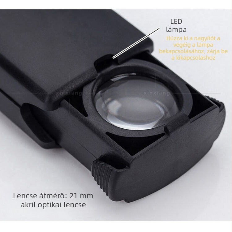 LED-es megvilágítású nagyító, 30x, 21 mm-es lencsével, fiókos kialakítás, antik gyémánt- és jade ékszerek azonosítására – hamisítás elleni gyűjteményazonosítás