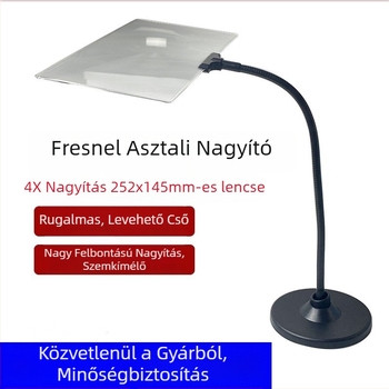 Fresnel HD Nagy Lencsés Asztali Nagyító, 4x Olvasási Nagyítás, Tömlő Tartó/Csipesz F8912T/J