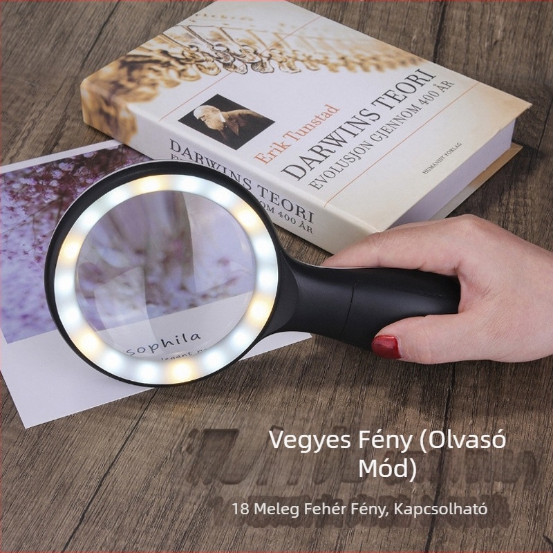 Nagy, kézben tartható olvasó nagyító tükrös felülettel, 10x nagyítás, 88 mm-es lencse – könyvek és újságok olvasására, éles nagyítás időseknek és gyerekeknek