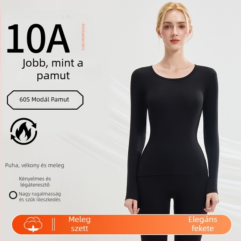 Woodpecker Modal pamut termosz alsó- és felsőruha szett – seamless alapréteg, kerek nyakú felső és hosszú ujjú alsó, meleg fleece belső, őszi-téli