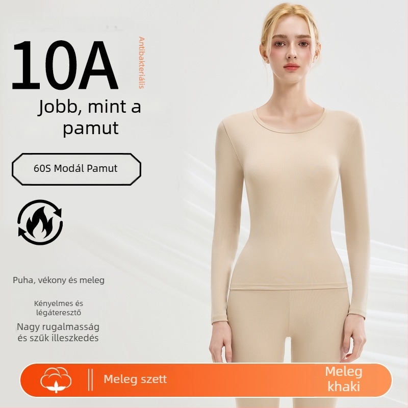 Woodpecker Modal pamut termosz alsó- és felsőruha szett – seamless alapréteg, kerek nyakú felső és hosszú ujjú alsó, meleg fleece belső, őszi-téli
